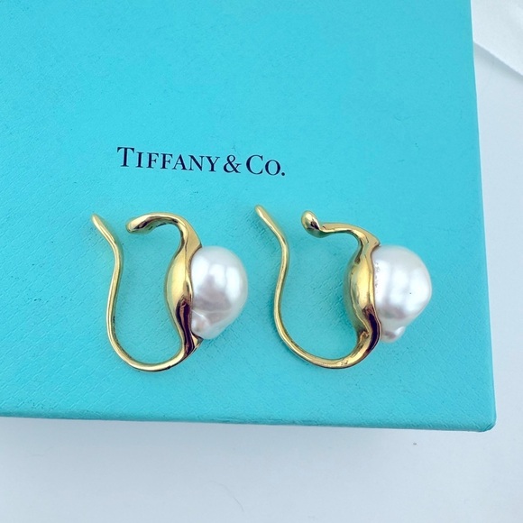 Tiffany & Co. Jewelry - Vintage Tiffany & Co. Elsa Peretti Baroque Pearl Cuff 18k Yellow Gold Earrings